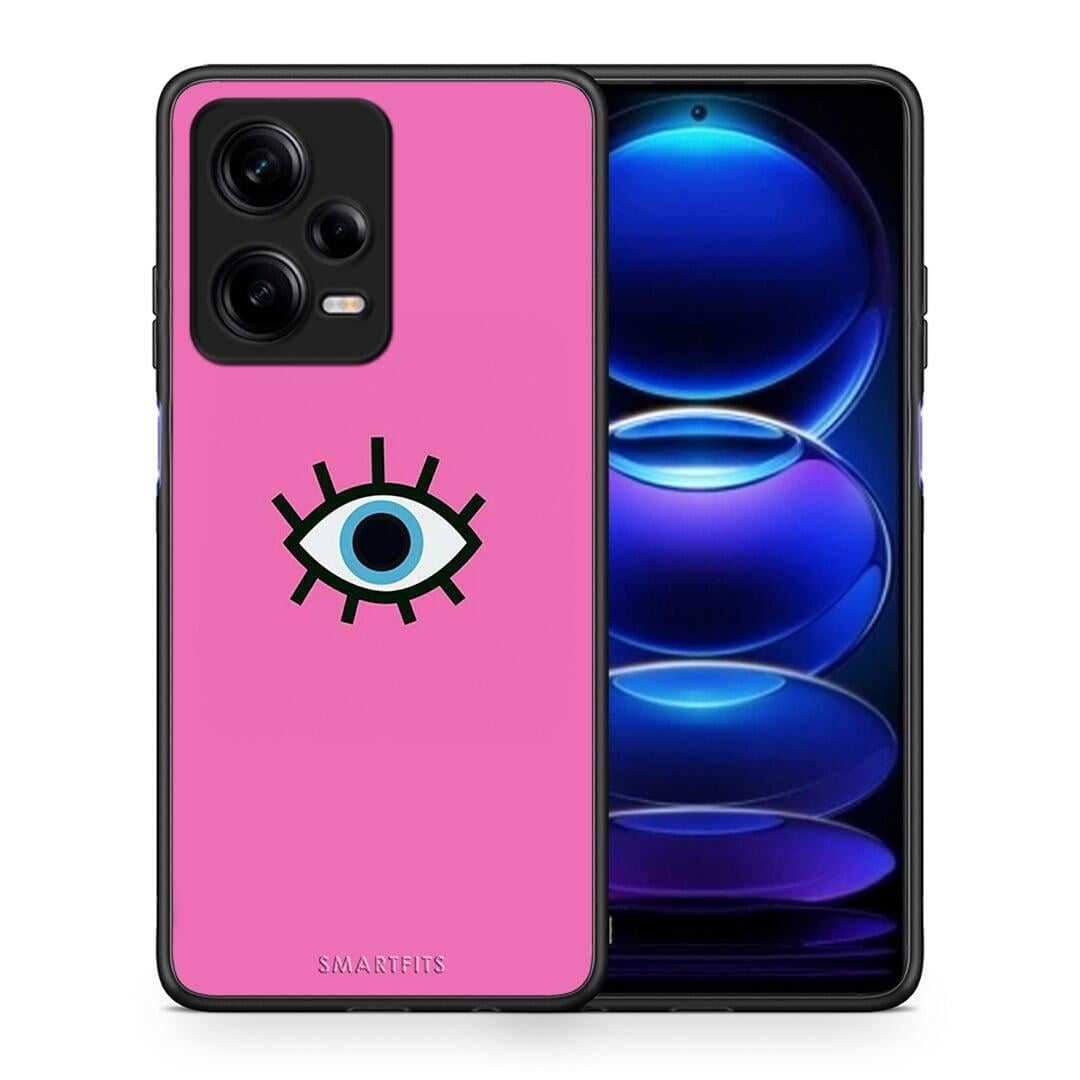 Θήκη Xiaomi Redmi Note 12 Pro 5G Blue Eye Pink από τη Smartfits με σχέδιο στο πίσω μέρος και μαύρο περίβλημα | Xiaomi Redmi Note 12 Pro 5G Blue Eye Pink Case with Colorful Back and Black Bezels