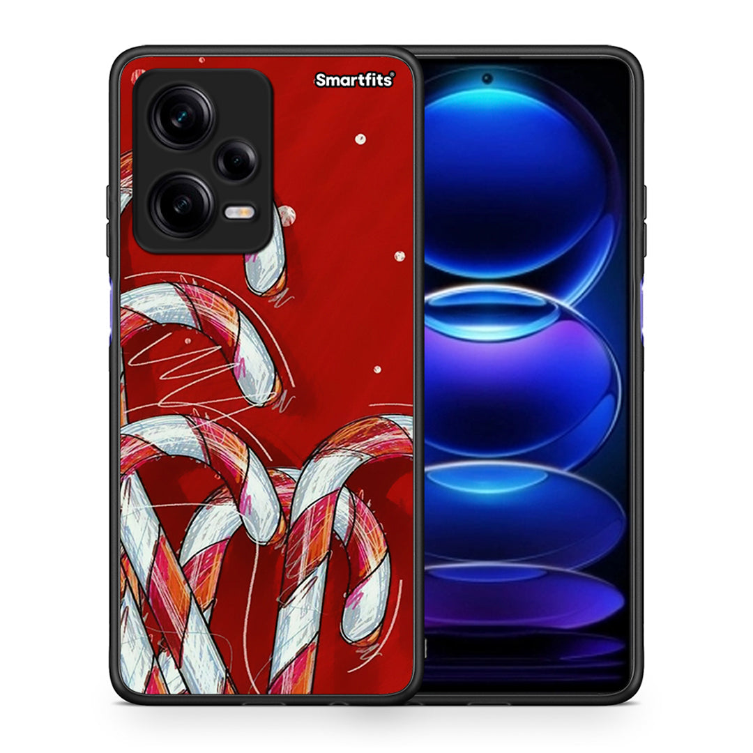 Θήκη Xiaomi Redmi Note 12 Pro 5G Candy Cane από τη Smartfits με σχέδιο στο πίσω μέρος και μαύρο περίβλημα | Xiaomi Redmi Note 12 Pro 5G Candy Cane Case with Colorful Back and Black Bezels