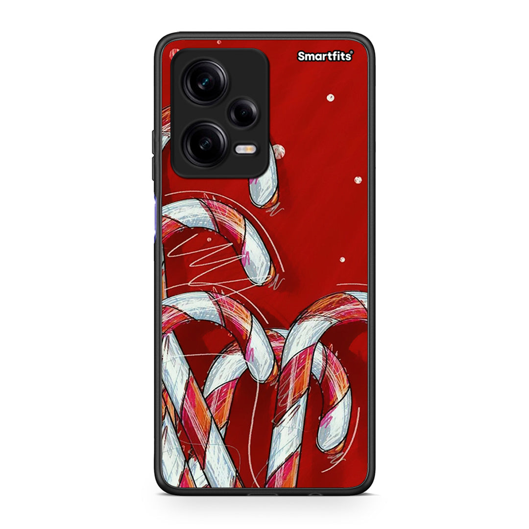 Θήκη Xiaomi Redmi Note 12 Pro 5G Candy Cane από τη Smartfits με σχέδιο στο πίσω μέρος και μαύρο περίβλημα | Xiaomi Redmi Note 12 Pro 5G Candy Cane Case with Colorful Back and Black Bezels