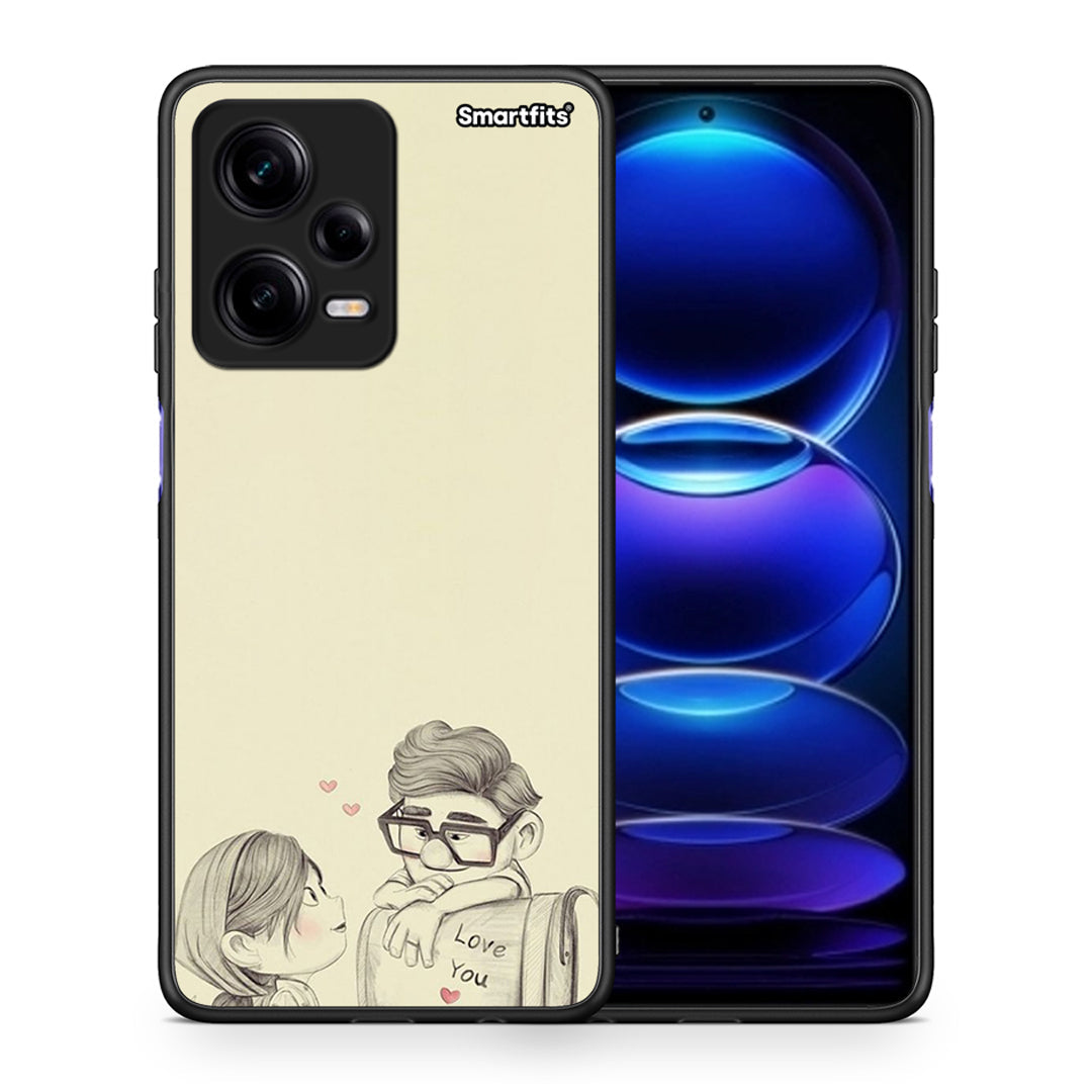 Θήκη Xiaomi Redmi Note 12 Pro 5G Carl And Ellie από τη Smartfits με σχέδιο στο πίσω μέρος και μαύρο περίβλημα | Xiaomi Redmi Note 12 Pro 5G Carl And Ellie Case with Colorful Back and Black Bezels