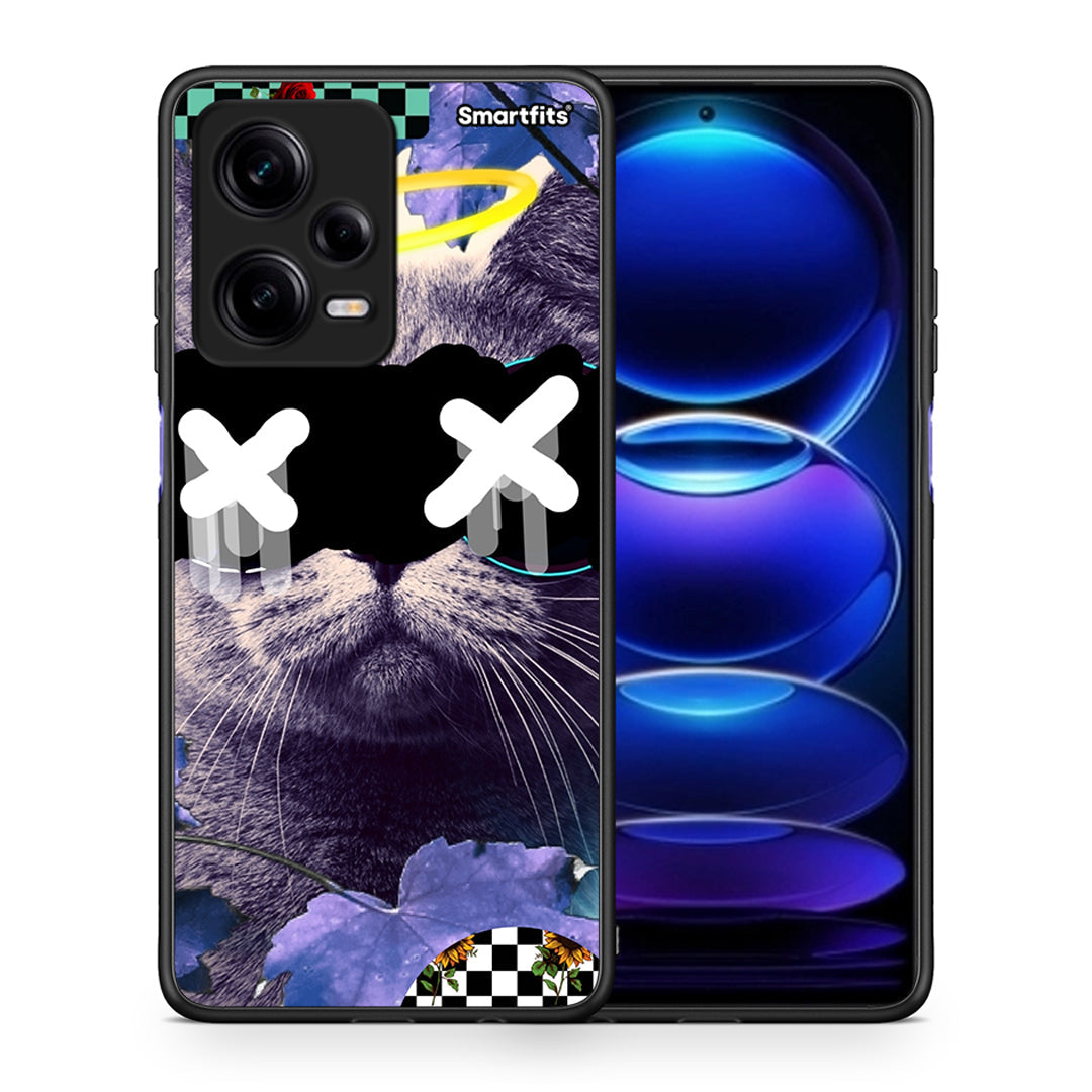 Θήκη Xiaomi Redmi Note 12 Pro 5G Cat Collage από τη Smartfits με σχέδιο στο πίσω μέρος και μαύρο περίβλημα | Xiaomi Redmi Note 12 Pro 5G Cat Collage Case with Colorful Back and Black Bezels