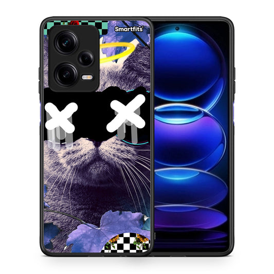 Θήκη Xiaomi Redmi Note 12 Pro 5G Cat Collage από τη Smartfits με σχέδιο στο πίσω μέρος και μαύρο περίβλημα | Xiaomi Redmi Note 12 Pro 5G Cat Collage Case with Colorful Back and Black Bezels