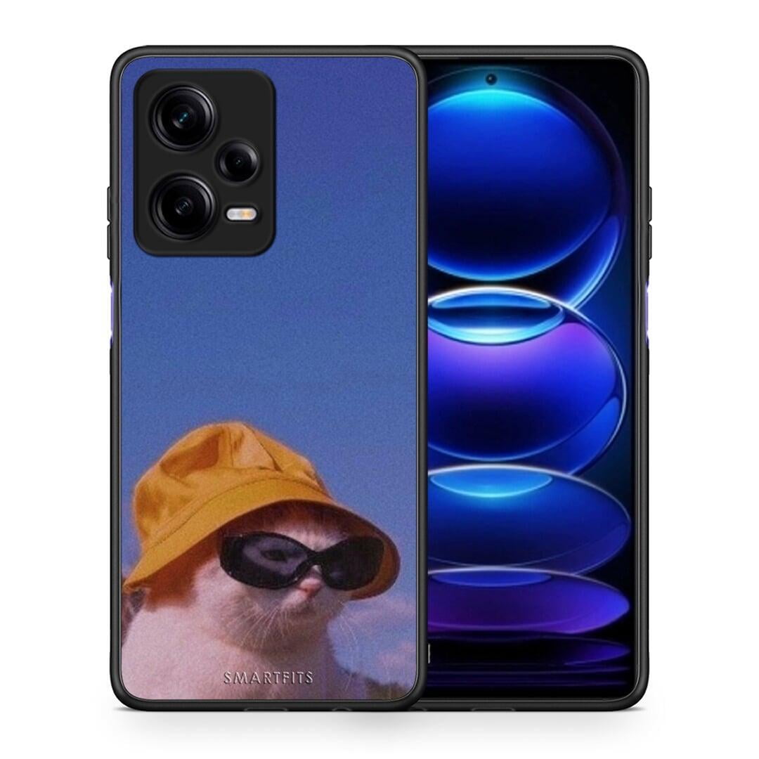 Θήκη Xiaomi Redmi Note 12 Pro 5G Cat Diva από τη Smartfits με σχέδιο στο πίσω μέρος και μαύρο περίβλημα | Xiaomi Redmi Note 12 Pro 5G Cat Diva Case with Colorful Back and Black Bezels