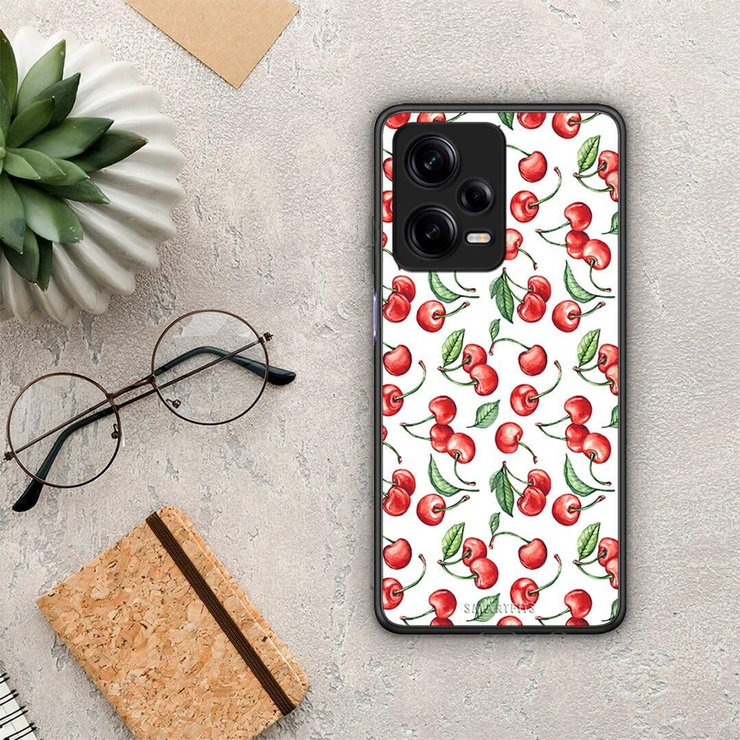 Θήκη Xiaomi Redmi Note 12 Pro 5G Cherry Summer από τη Smartfits με σχέδιο στο πίσω μέρος και μαύρο περίβλημα | Xiaomi Redmi Note 12 Pro 5G Cherry Summer Case with Colorful Back and Black Bezels