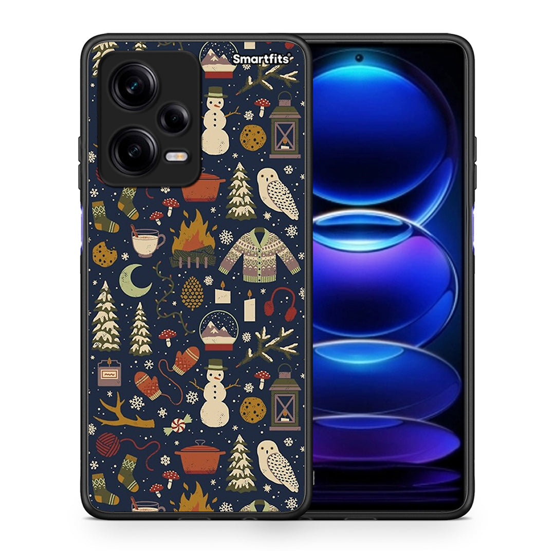 Θήκη Xiaomi Redmi Note 12 Pro 5G Christmas Elements από τη Smartfits με σχέδιο στο πίσω μέρος και μαύρο περίβλημα | Xiaomi Redmi Note 12 Pro 5G Christmas Elements Case with Colorful Back and Black Bezels