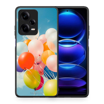 Θήκη Xiaomi Redmi Note 12 Pro 5G Colorful Balloons από τη Smartfits με σχέδιο στο πίσω μέρος και μαύρο περίβλημα | Xiaomi Redmi Note 12 Pro 5G Colorful Balloons Case with Colorful Back and Black Bezels