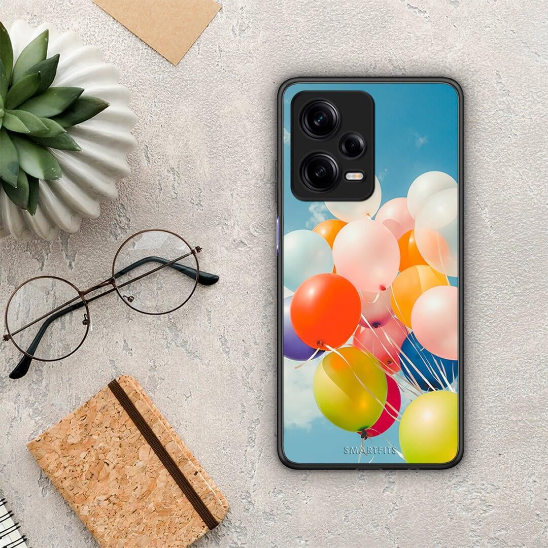Θήκη Xiaomi Redmi Note 12 Pro 5G Colorful Balloons από τη Smartfits με σχέδιο στο πίσω μέρος και μαύρο περίβλημα | Xiaomi Redmi Note 12 Pro 5G Colorful Balloons Case with Colorful Back and Black Bezels