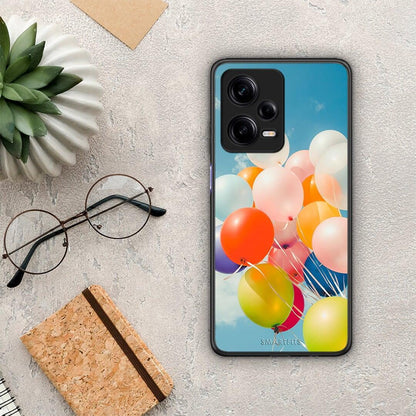 Θήκη Xiaomi Redmi Note 12 Pro 5G Colorful Balloons από τη Smartfits με σχέδιο στο πίσω μέρος και μαύρο περίβλημα | Xiaomi Redmi Note 12 Pro 5G Colorful Balloons Case with Colorful Back and Black Bezels