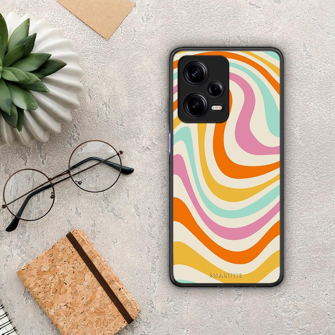 Θήκη Xiaomi Redmi Note 12 Pro 5G Colourful Waves από τη Smartfits με σχέδιο στο πίσω μέρος και μαύρο περίβλημα | Xiaomi Redmi Note 12 Pro 5G Colourful Waves Case with Colorful Back and Black Bezels