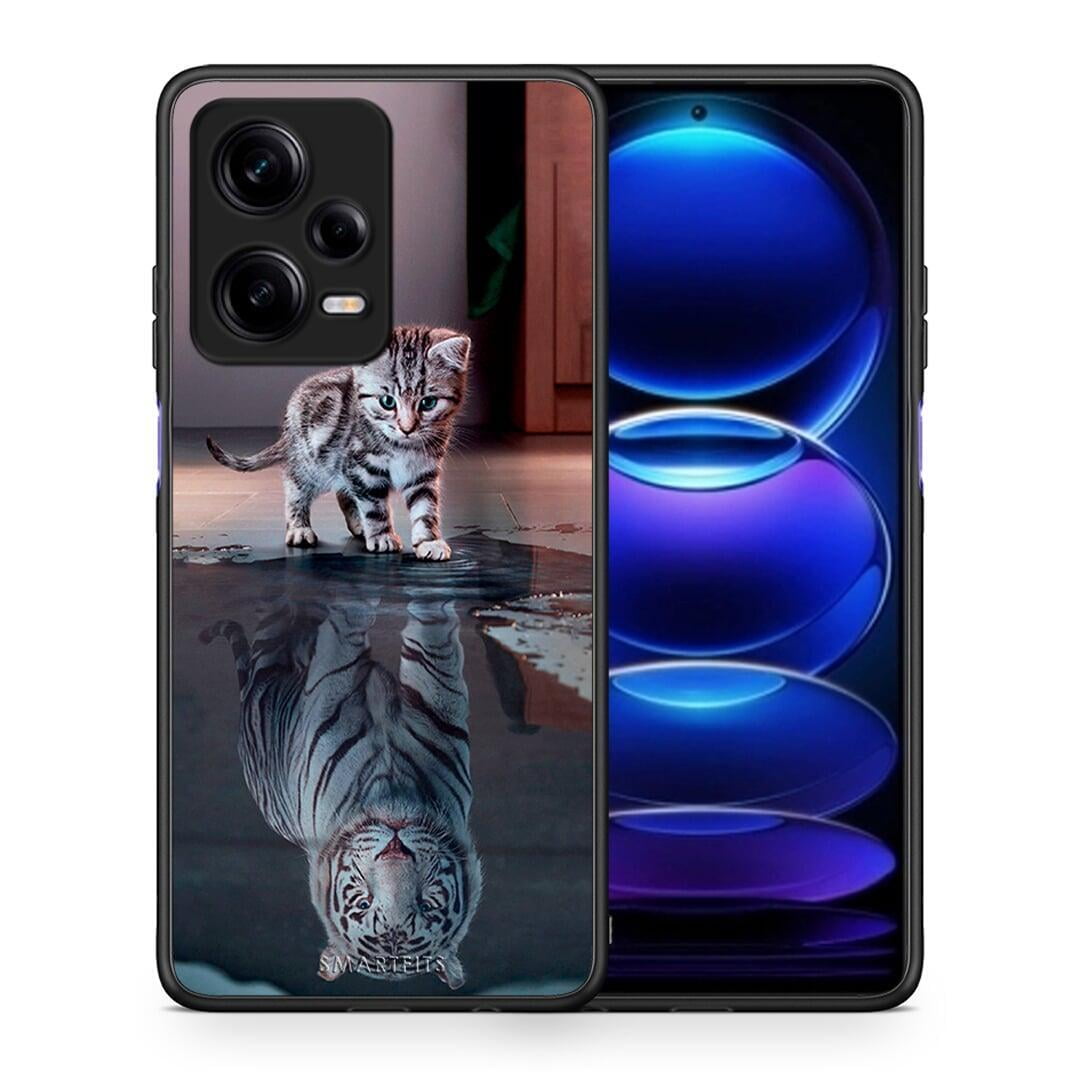 Θήκη Xiaomi Redmi Note 12 Pro 5G Cute Tiger από τη Smartfits με σχέδιο στο πίσω μέρος και μαύρο περίβλημα | Xiaomi Redmi Note 12 Pro 5G Cute Tiger Case with Colorful Back and Black Bezels