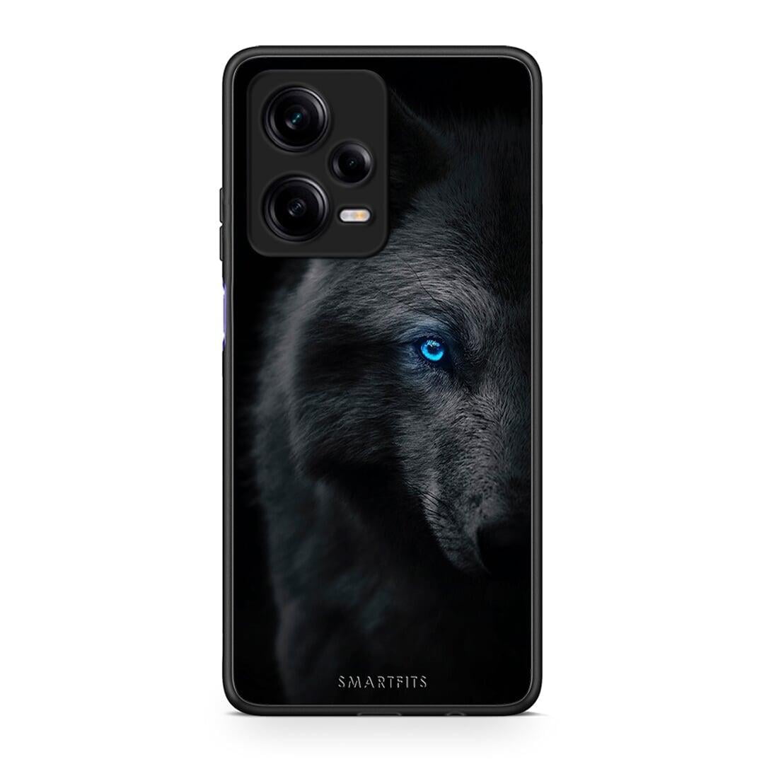 Θήκη Xiaomi Redmi Note 12 Pro 5G Dark Wolf από τη Smartfits με σχέδιο στο πίσω μέρος και μαύρο περίβλημα | Xiaomi Redmi Note 12 Pro 5G Dark Wolf Case with Colorful Back and Black Bezels