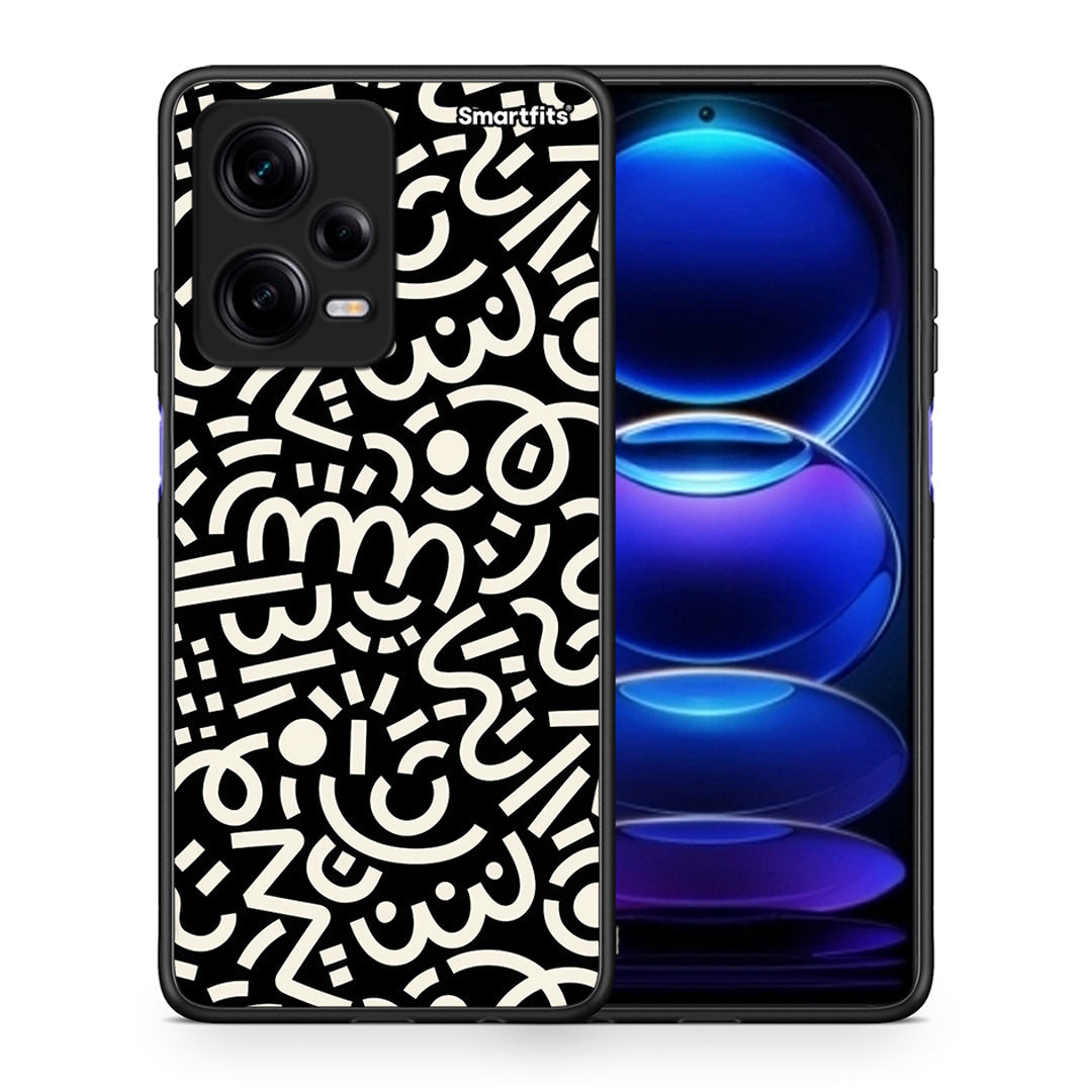 Θήκη Xiaomi Redmi Note 12 Pro 5G Doodle Art από τη Smartfits με σχέδιο στο πίσω μέρος και μαύρο περίβλημα | Xiaomi Redmi Note 12 Pro 5G Doodle Art Case with Colorful Back and Black Bezels