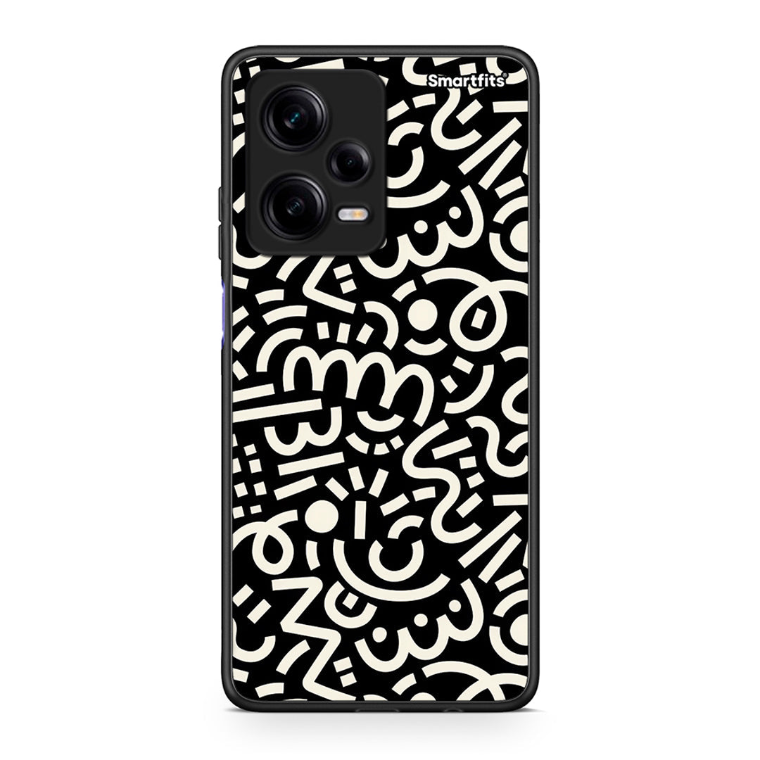 Θήκη Xiaomi Redmi Note 12 Pro 5G Doodle Art από τη Smartfits με σχέδιο στο πίσω μέρος και μαύρο περίβλημα | Xiaomi Redmi Note 12 Pro 5G Doodle Art Case with Colorful Back and Black Bezels