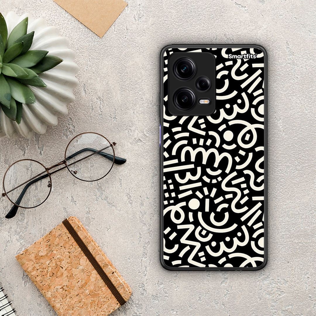 Θήκη Xiaomi Redmi Note 12 Pro 5G Doodle Art από τη Smartfits με σχέδιο στο πίσω μέρος και μαύρο περίβλημα | Xiaomi Redmi Note 12 Pro 5G Doodle Art Case with Colorful Back and Black Bezels