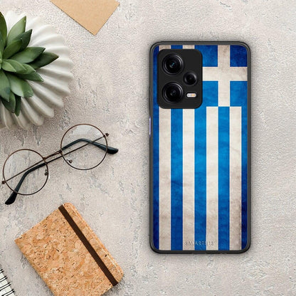 Θήκη Xiaomi Redmi Note 12 Pro 5G Flag Greek από τη Smartfits με σχέδιο στο πίσω μέρος και μαύρο περίβλημα | Xiaomi Redmi Note 12 Pro 5G Flag Greek Case with Colorful Back and Black Bezels