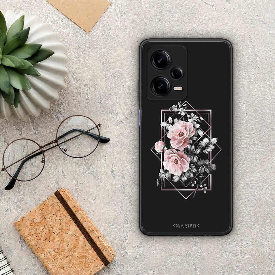 Θήκη Xiaomi Redmi Note 12 Pro 5G Flower Frame από τη Smartfits με σχέδιο στο πίσω μέρος και μαύρο περίβλημα | Xiaomi Redmi Note 12 Pro 5G Flower Frame Case with Colorful Back and Black Bezels