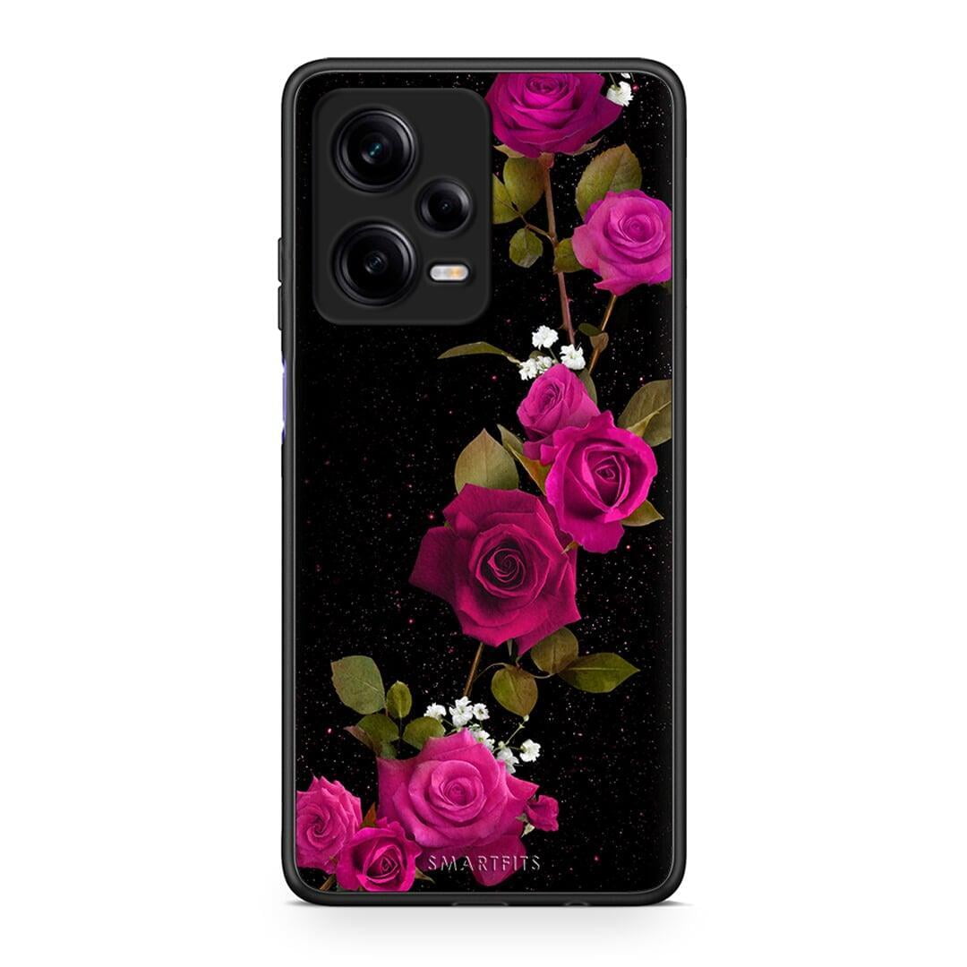 Θήκη Xiaomi Redmi Note 12 Pro 5G Flower Red Roses από τη Smartfits με σχέδιο στο πίσω μέρος και μαύρο περίβλημα | Xiaomi Redmi Note 12 Pro 5G Flower Red Roses Case with Colorful Back and Black Bezels