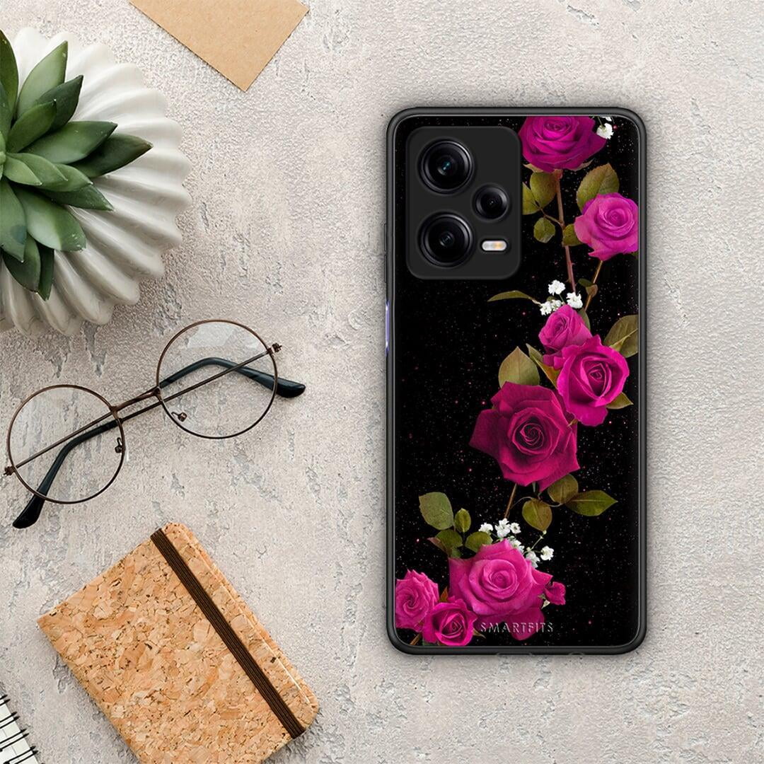 Θήκη Xiaomi Redmi Note 12 Pro 5G Flower Red Roses από τη Smartfits με σχέδιο στο πίσω μέρος και μαύρο περίβλημα | Xiaomi Redmi Note 12 Pro 5G Flower Red Roses Case with Colorful Back and Black Bezels