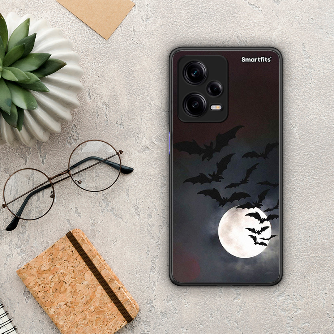 Θήκη Xiaomi Redmi Note 12 Pro 5G Halloween Bat Night από τη Smartfits με σχέδιο στο πίσω μέρος και μαύρο περίβλημα | Xiaomi Redmi Note 12 Pro 5G Halloween Bat Night Case with Colorful Back and Black Bezels