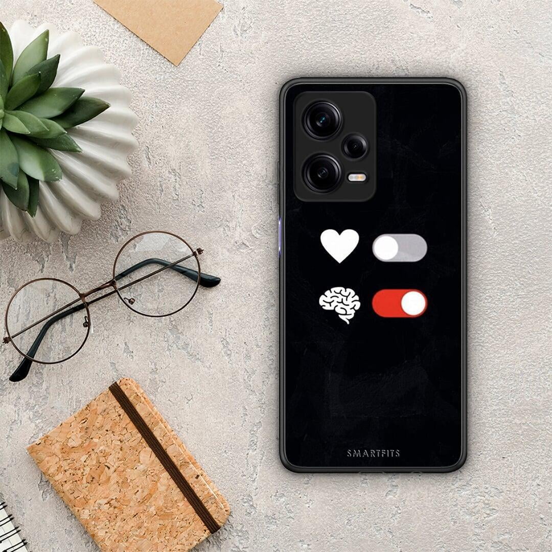 Θήκη Xiaomi Redmi Note 12 Pro 5G Heart Vs Brain από τη Smartfits με σχέδιο στο πίσω μέρος και μαύρο περίβλημα | Xiaomi Redmi Note 12 Pro 5G Heart Vs Brain Case with Colorful Back and Black Bezels