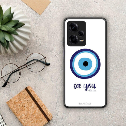 Θήκη Xiaomi Redmi Note 12 Pro 5G Karma Says από τη Smartfits με σχέδιο στο πίσω μέρος και μαύρο περίβλημα | Xiaomi Redmi Note 12 Pro 5G Karma Says Case with Colorful Back and Black Bezels