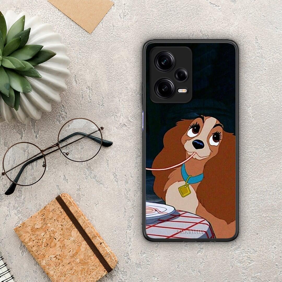 Θήκη Xiaomi Redmi Note 12 Pro 5G Lady And Tramp 2 από τη Smartfits με σχέδιο στο πίσω μέρος και μαύρο περίβλημα | Xiaomi Redmi Note 12 Pro 5G Lady And Tramp 2 Case with Colorful Back and Black Bezels