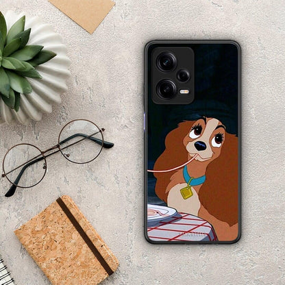 Θήκη Xiaomi Redmi Note 12 Pro 5G Lady And Tramp 2 από τη Smartfits με σχέδιο στο πίσω μέρος και μαύρο περίβλημα | Xiaomi Redmi Note 12 Pro 5G Lady And Tramp 2 Case with Colorful Back and Black Bezels