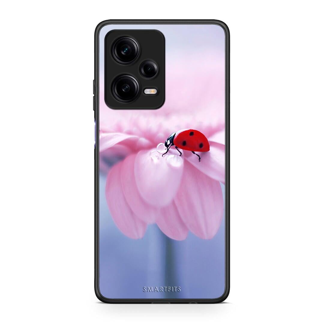 Θήκη Xiaomi Redmi Note 12 Pro 5G Ladybug Flower από τη Smartfits με σχέδιο στο πίσω μέρος και μαύρο περίβλημα | Xiaomi Redmi Note 12 Pro 5G Ladybug Flower Case with Colorful Back and Black Bezels