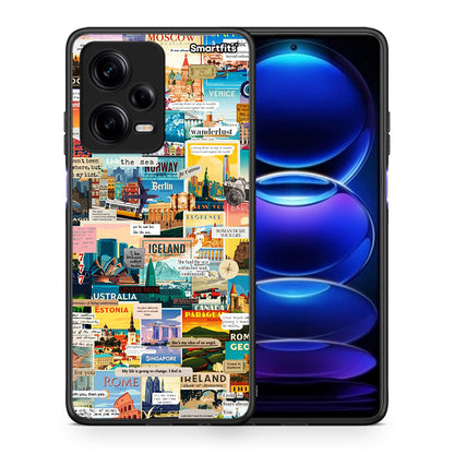 Θήκη Xiaomi Redmi Note 12 Pro 5G Live To Travel από τη Smartfits με σχέδιο στο πίσω μέρος και μαύρο περίβλημα | Xiaomi Redmi Note 12 Pro 5G Live To Travel Case with Colorful Back and Black Bezels