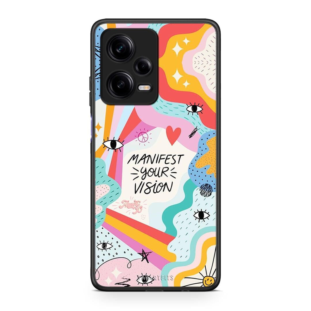 Θήκη Xiaomi Redmi Note 12 Pro 5G Manifest Your Vision από τη Smartfits με σχέδιο στο πίσω μέρος και μαύρο περίβλημα | Xiaomi Redmi Note 12 Pro 5G Manifest Your Vision Case with Colorful Back and Black Bezels