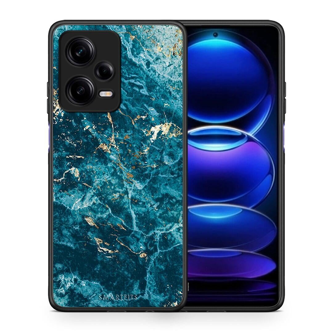 Θήκη Xiaomi Redmi Note 12 Pro 5G Marble Blue από τη Smartfits με σχέδιο στο πίσω μέρος και μαύρο περίβλημα | Xiaomi Redmi Note 12 Pro 5G Marble Blue Case with Colorful Back and Black Bezels