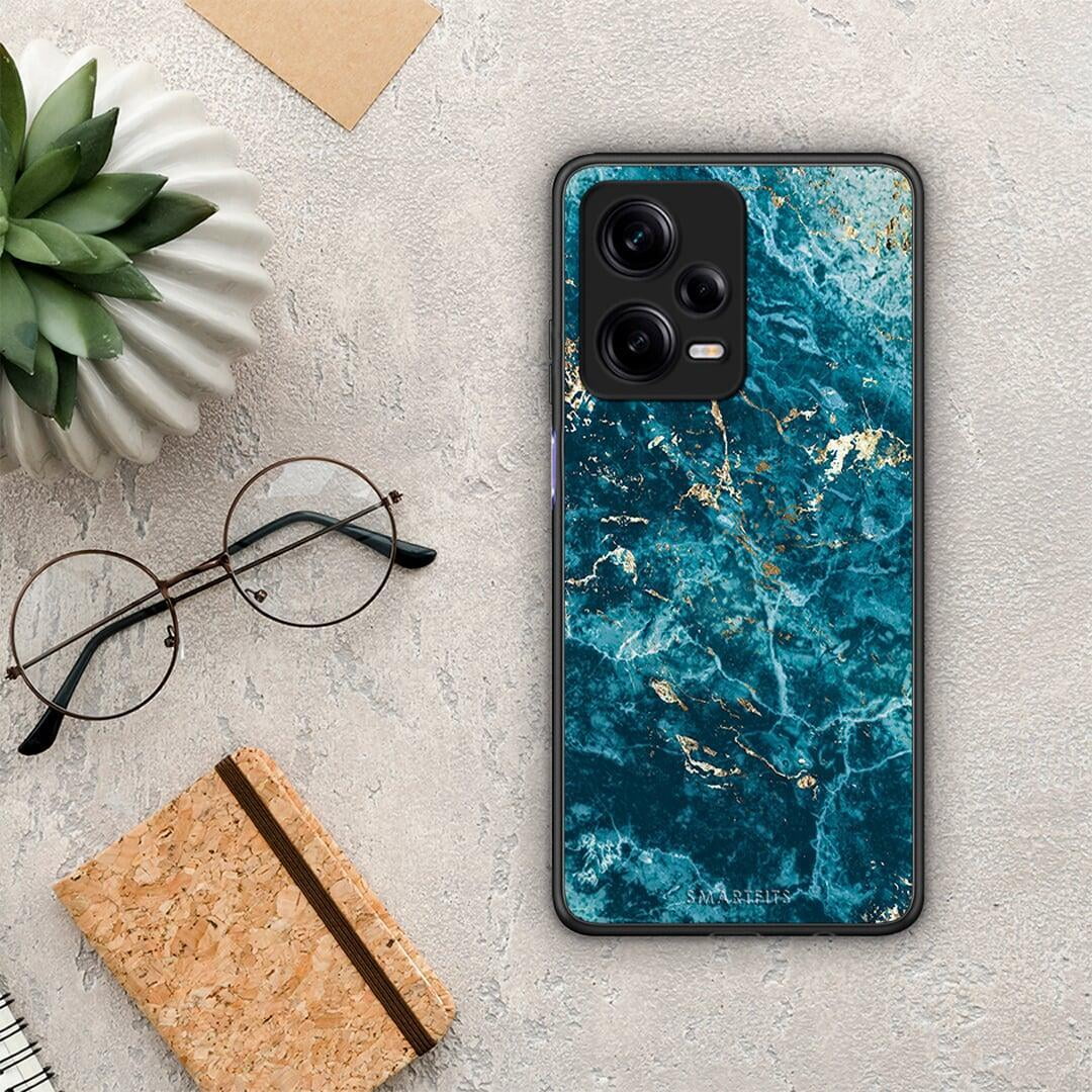 Θήκη Xiaomi Redmi Note 12 Pro 5G Marble Blue από τη Smartfits με σχέδιο στο πίσω μέρος και μαύρο περίβλημα | Xiaomi Redmi Note 12 Pro 5G Marble Blue Case with Colorful Back and Black Bezels