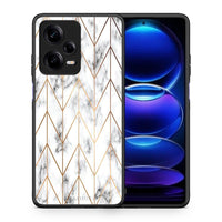 Thumbnail for Θήκη Xiaomi Redmi Note 12 Pro 5G Marble Gold Geometric από τη Smartfits με σχέδιο στο πίσω μέρος και μαύρο περίβλημα | Xiaomi Redmi Note 12 Pro 5G Marble Gold Geometric Case with Colorful Back and Black Bezels