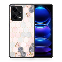 Thumbnail for Θήκη Xiaomi Redmi Note 12 Pro 5G Marble Hexagon Pink από τη Smartfits με σχέδιο στο πίσω μέρος και μαύρο περίβλημα | Xiaomi Redmi Note 12 Pro 5G Marble Hexagon Pink Case with Colorful Back and Black Bezels