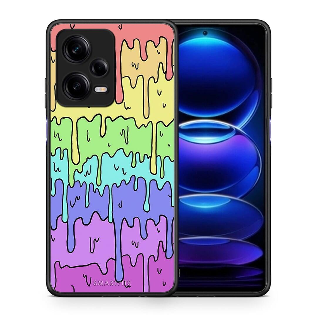 Θήκη Xiaomi Redmi Note 12 Pro 5G Melting Rainbow από τη Smartfits με σχέδιο στο πίσω μέρος και μαύρο περίβλημα | Xiaomi Redmi Note 12 Pro 5G Melting Rainbow Case with Colorful Back and Black Bezels