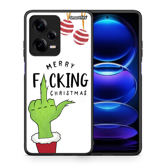 Θήκη Xiaomi Redmi Note 12 Pro 5G Merry F Xmas από τη Smartfits με σχέδιο στο πίσω μέρος και μαύρο περίβλημα | Xiaomi Redmi Note 12 Pro 5G Merry F Xmas Case with Colorful Back and Black Bezels
