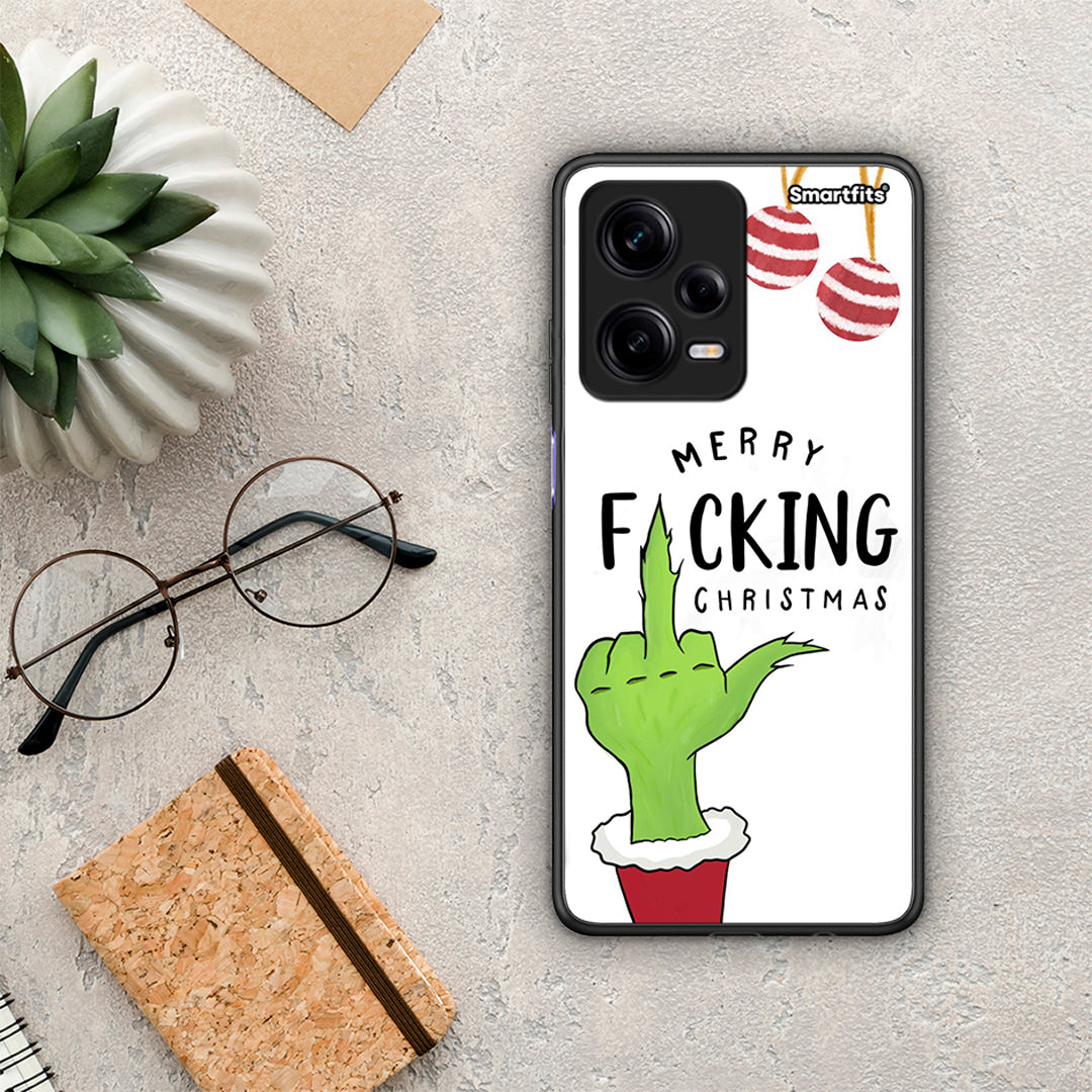 Θήκη Xiaomi Redmi Note 12 Pro 5G Merry F Xmas από τη Smartfits με σχέδιο στο πίσω μέρος και μαύρο περίβλημα | Xiaomi Redmi Note 12 Pro 5G Merry F Xmas Case with Colorful Back and Black Bezels