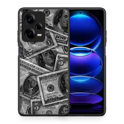 Θήκη Xiaomi Redmi Note 12 Pro 5G Money Dollars από τη Smartfits με σχέδιο στο πίσω μέρος και μαύρο περίβλημα | Xiaomi Redmi Note 12 Pro 5G Money Dollars Case with Colorful Back and Black Bezels