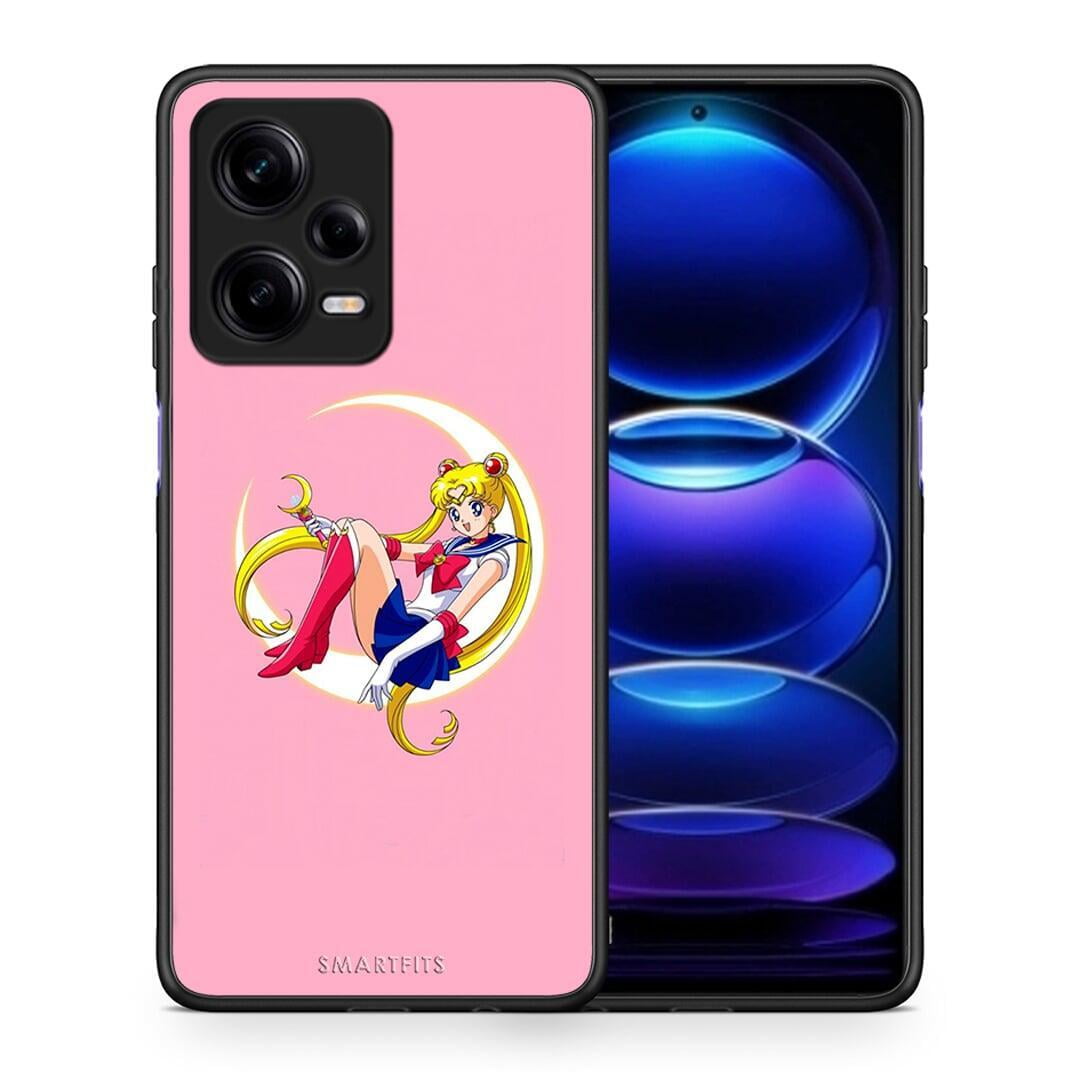 Θήκη Xiaomi Redmi Note 12 Pro 5G Moon Girl από τη Smartfits με σχέδιο στο πίσω μέρος και μαύρο περίβλημα | Xiaomi Redmi Note 12 Pro 5G Moon Girl Case with Colorful Back and Black Bezels