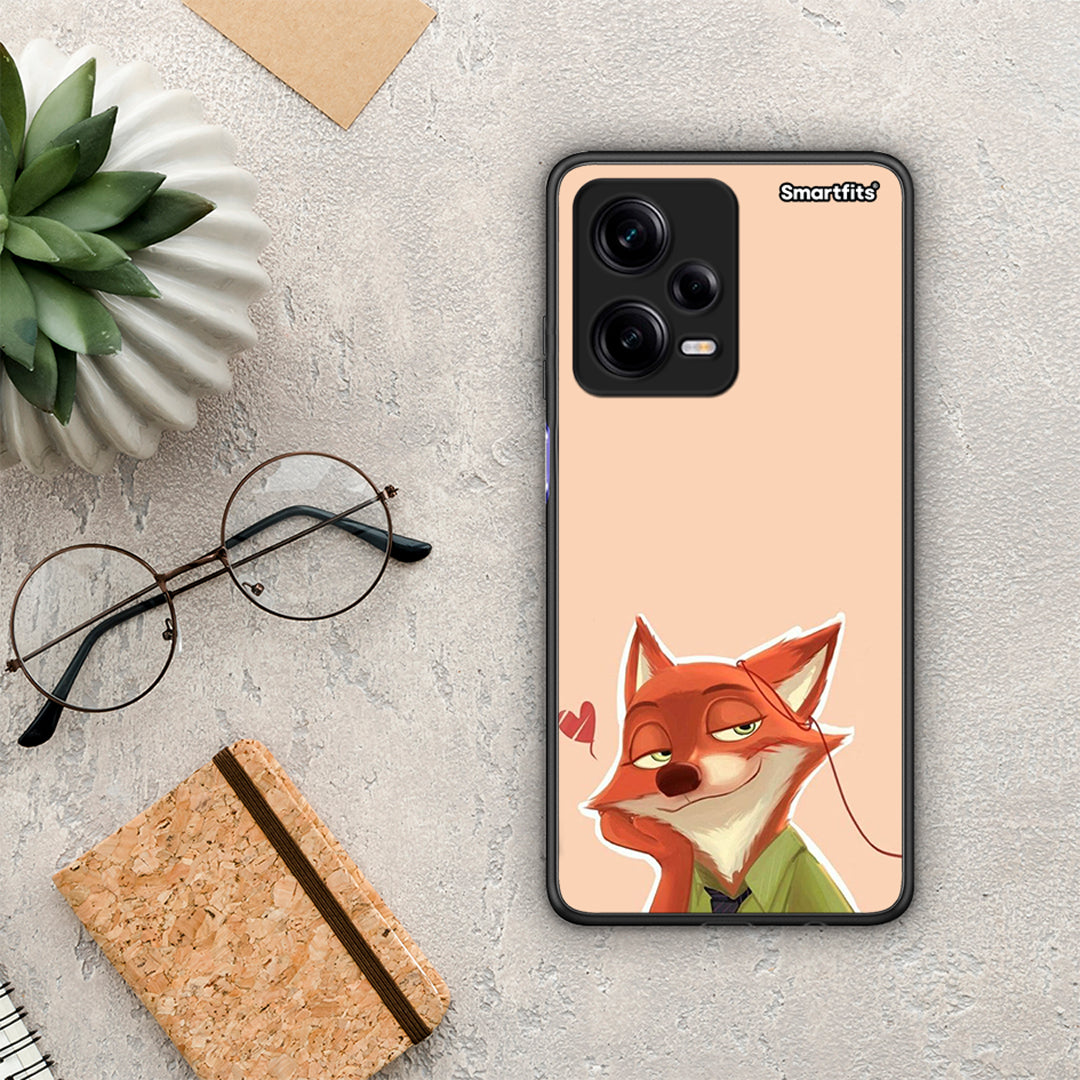 Θήκη Xiaomi Redmi Note 12 Pro 5G Nick Wilde And Judy Hopps Love 1 από τη Smartfits με σχέδιο στο πίσω μέρος και μαύρο περίβλημα | Xiaomi Redmi Note 12 Pro 5G Nick Wilde And Judy Hopps Love 1 Case with Colorful Back and Black Bezels