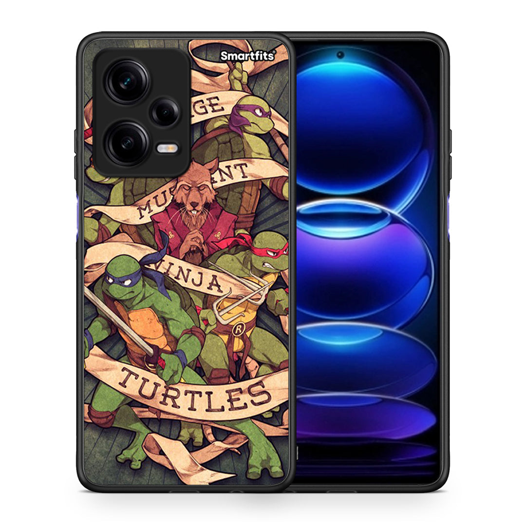 Θήκη Xiaomi Redmi Note 12 Pro 5G Ninja Turtles από τη Smartfits με σχέδιο στο πίσω μέρος και μαύρο περίβλημα | Xiaomi Redmi Note 12 Pro 5G Ninja Turtles Case with Colorful Back and Black Bezels