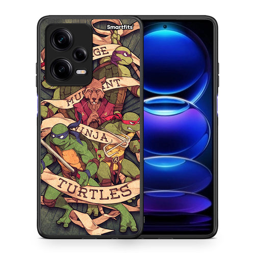 Θήκη Xiaomi Redmi Note 12 Pro 5G Ninja Turtles από τη Smartfits με σχέδιο στο πίσω μέρος και μαύρο περίβλημα | Xiaomi Redmi Note 12 Pro 5G Ninja Turtles Case with Colorful Back and Black Bezels