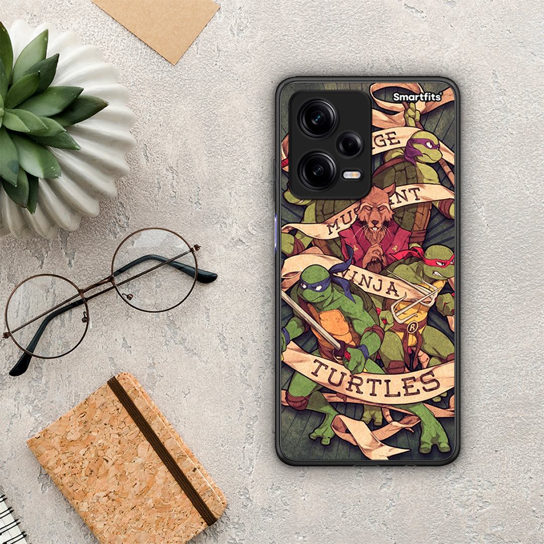 Θήκη Xiaomi Redmi Note 12 Pro 5G Ninja Turtles από τη Smartfits με σχέδιο στο πίσω μέρος και μαύρο περίβλημα | Xiaomi Redmi Note 12 Pro 5G Ninja Turtles Case with Colorful Back and Black Bezels
