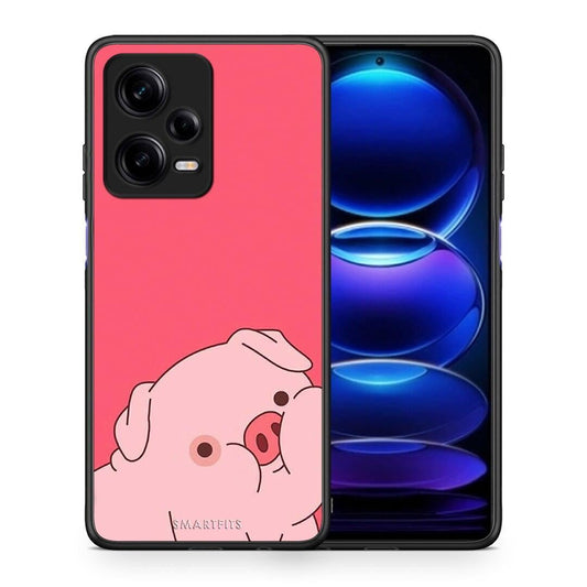 Θήκη Xiaomi Redmi Note 12 Pro 5G Pig Love 1 από τη Smartfits με σχέδιο στο πίσω μέρος και μαύρο περίβλημα | Xiaomi Redmi Note 12 Pro 5G Pig Love 1 Case with Colorful Back and Black Bezels