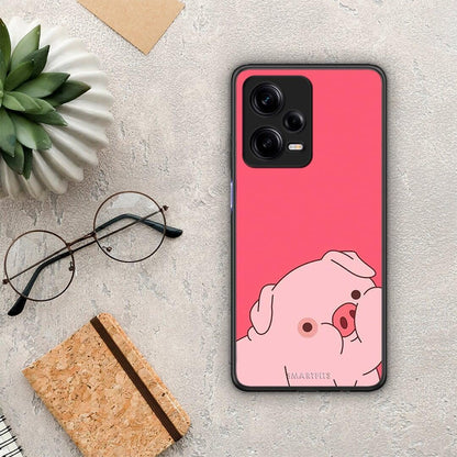 Θήκη Xiaomi Redmi Note 12 Pro 5G Pig Love 1 από τη Smartfits με σχέδιο στο πίσω μέρος και μαύρο περίβλημα | Xiaomi Redmi Note 12 Pro 5G Pig Love 1 Case with Colorful Back and Black Bezels