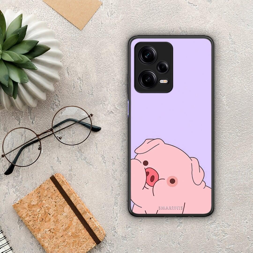 Θήκη Xiaomi Redmi Note 12 Pro 5G Pig Love 2 από τη Smartfits με σχέδιο στο πίσω μέρος και μαύρο περίβλημα | Xiaomi Redmi Note 12 Pro 5G Pig Love 2 Case with Colorful Back and Black Bezels