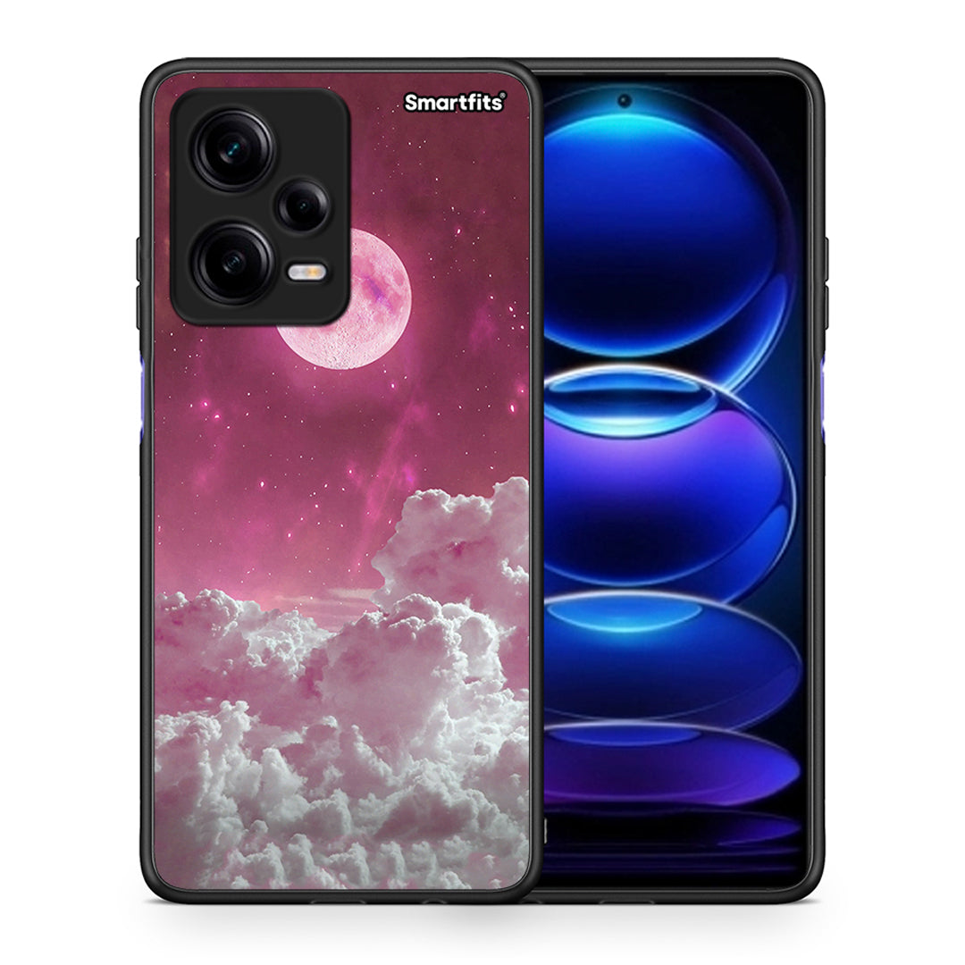 Θήκη Xiaomi Redmi Note 12 Pro 5G Pink Moon από τη Smartfits με σχέδιο στο πίσω μέρος και μαύρο περίβλημα | Xiaomi Redmi Note 12 Pro 5G Pink Moon Case with Colorful Back and Black Bezels