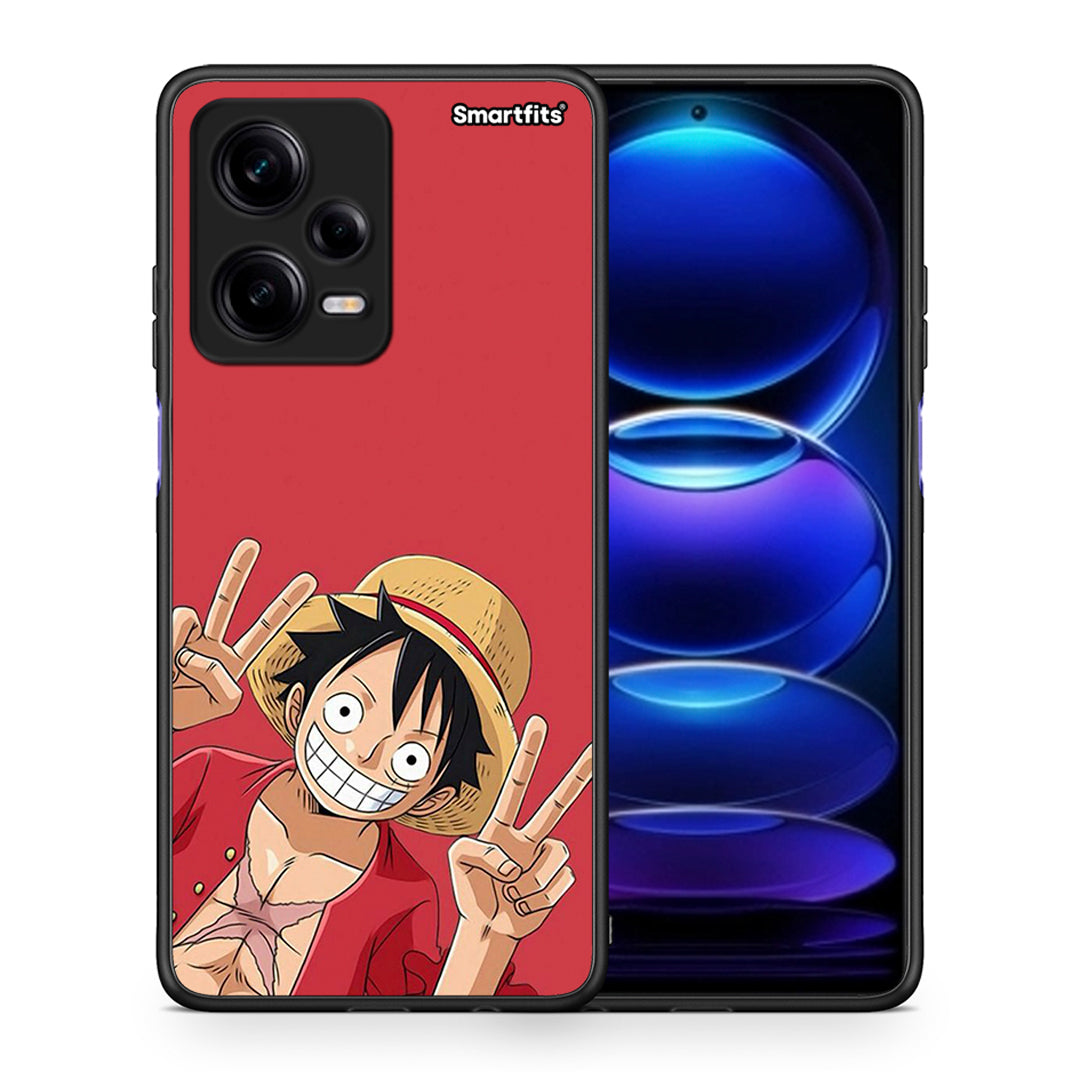 Θήκη Xiaomi Redmi Note 12 Pro 5G Pirate Luffy από τη Smartfits με σχέδιο στο πίσω μέρος και μαύρο περίβλημα | Xiaomi Redmi Note 12 Pro 5G Pirate Luffy Case with Colorful Back and Black Bezels