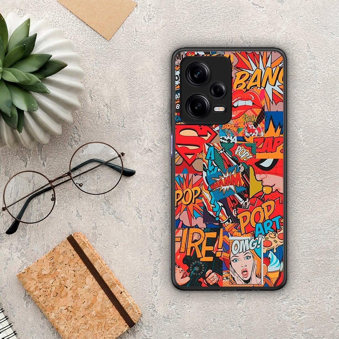 Θήκη Xiaomi Redmi Note 12 Pro 5G PopArt OMG από τη Smartfits με σχέδιο στο πίσω μέρος και μαύρο περίβλημα | Xiaomi Redmi Note 12 Pro 5G PopArt OMG Case with Colorful Back and Black Bezels