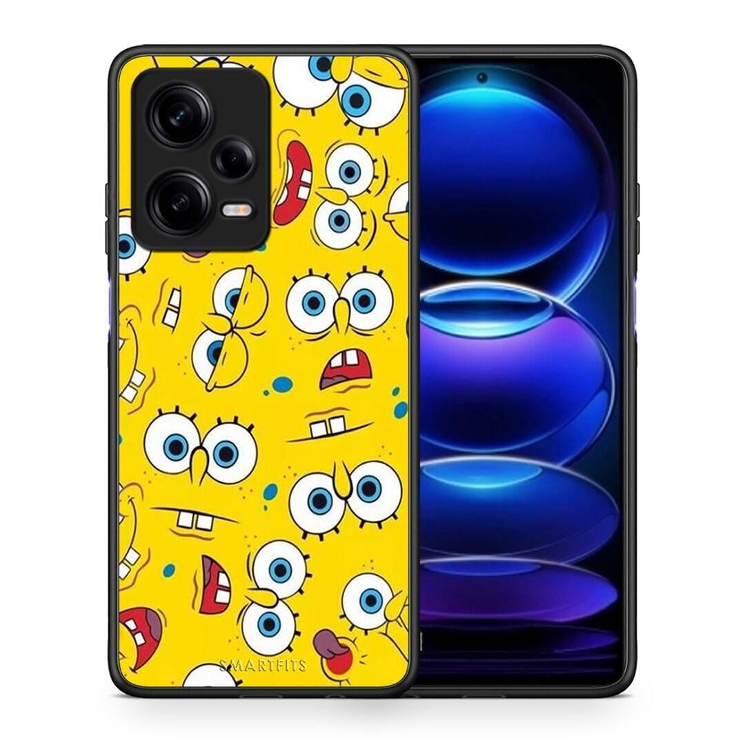 Θήκη Xiaomi Redmi Note 12 Pro 5G PopArt Sponge από τη Smartfits με σχέδιο στο πίσω μέρος και μαύρο περίβλημα | Xiaomi Redmi Note 12 Pro 5G PopArt Sponge Case with Colorful Back and Black Bezels